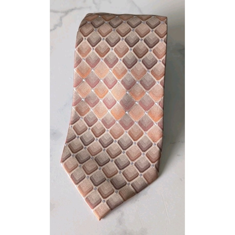 Van Heusen Men's Necktie Tie Silk Satin Multicolor Geometric 58"